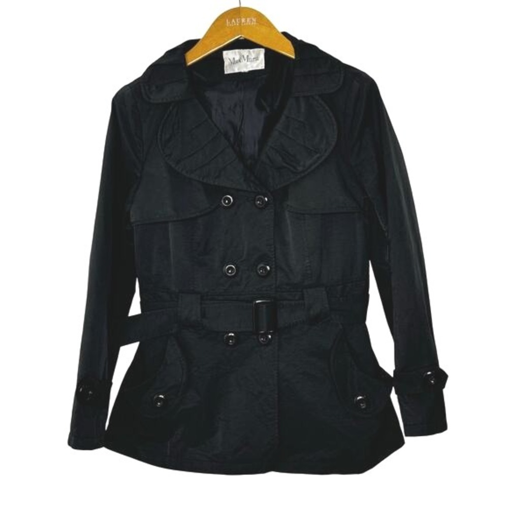 Max Mara‎ Coat Double Breasted  Hip Length Black Size S/M